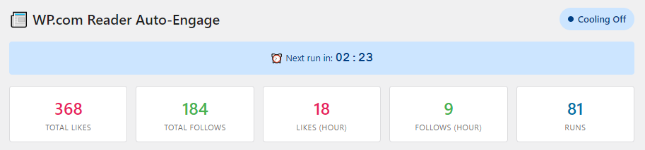 Dashboard statistics screenshot